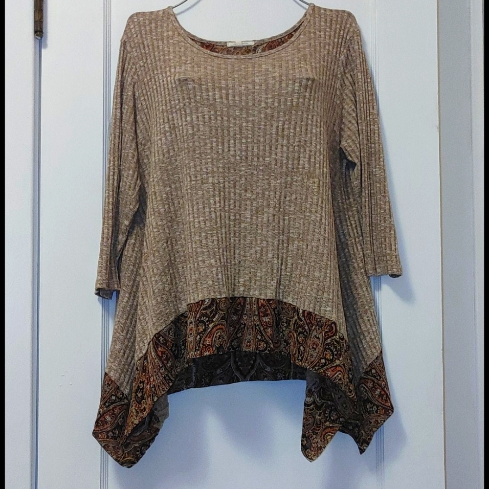 Tan ruffled top